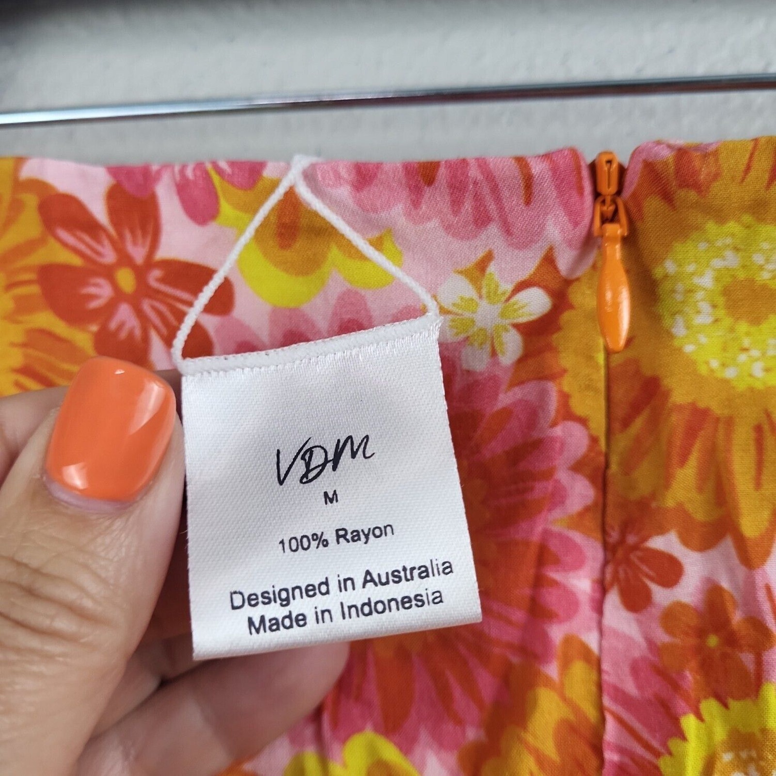 Vdm The Label Womens Orange Pink Drawstring Front Cover Swim Skirt Size Medium — image 5 of 5